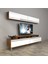 Ekoflex 5 Mdf Krom Ayaklı Tv Ünitesi Tv Sehpası - Ceviz - Beyaz 1
