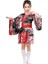 Kalın Kemerli Çiçek Desenli Japon Tarzı Çocuk Kimono M - Kırmızı (Yurt Dışından) 1