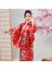 Kemerli Desenli Japon Tarzı Çocuk Kimono S - Kırmızı (Yurt Dışından) 4