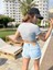 Corea Newyork Baskı Nakış Işleme Detaylı Crop T-Shirt 3