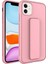 - Apple iPhone 12 - Kılıf Mat Koruyucu El Tutacaklı Stand Olabilen Qstand Kapak - Pembe 1
