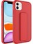 - Apple iPhone 12 - Kılıf Mat Koruyucu El Tutacaklı Stand Olabilen Qstand Kapak - Kırmızı 1