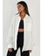 Beyaz Oversize Basic Cepli Poplin Gömlek MG1530 1
