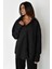 Siyah Oversize Basic Cepli Poplin Gömlek MG1530 4