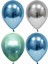 Gümüş-Yeşil-Mavi Krom Balon 30 Adet 1