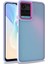 Vivo Y32 Kılıf Flora Sert Silikon Arkası Cam Şeffaf Mor 1