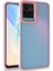 Vivo Y21S Kılıf Flora Sert Silikon Arkası Cam Şeffaf Pembe 1