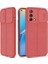 Oppo A74 4g Kılıf Kamera Sürgülü Deri Dokulu Mat Silikon+Nano Glass Koruyucu Kırmızı 1