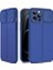 Casestreet Apple iPhone 13 Pro Kılıf Kamera Sürgülü Deri Dokulu Mat Silikon+Nano Glass Koruyucu Lacivert 1