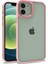 Apple iPhone 12 Kılıf Flora Sert Silikon Arkası Cam Şeffaf Pembe 1
