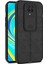 Xiaomi Redmi Note 9s Kılıf Kamera Sürgülü Deri Dokulu Mat Silikon+Nano Glass Koruyucu Siyah 1
