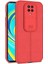 Xiaomi Redmi Note 9s Kılıf Kamera Sürgülü Deri Dokulu Mat Silikon+Nano Glass Koruyucu Kırmızı 1