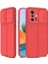 Xiaomi Mi 11T Kılıf Kamera Sürgülü Deri Dokulu Mat Silikon+Nano Glass Koruyucu Kırmızı 1