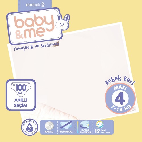 Baby&Me Maxi 4 Numara Bebek Bezi 7 - 14 kg 100 Adet