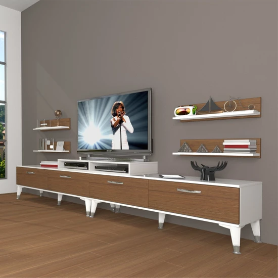 Decoraktiv Ekoflex 360R Slm Silver Tv Ünitesi Tv Sehpası - Beyaz - Ceviz