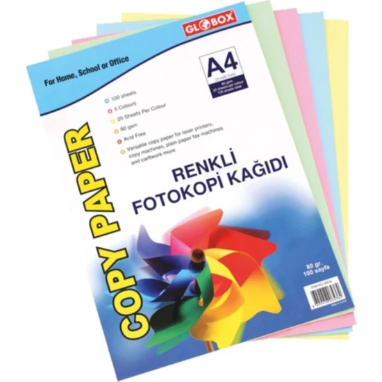 eOfis A4 Renkli Fotokopi Kağıdı Karışık 100 Lü