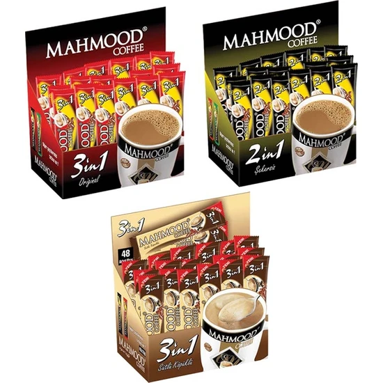 Mahmood Coffee 3 Ü 1 Arada 48 Li - 3ü 1 Arada Sütlü Köpüklü 48 Li - 2si 1 Arada 48 Li