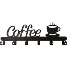 Hzm Collection Metal Dekoratif Metal Coffee Yazılı Mutfak Fincan ve Kupa Askılığı