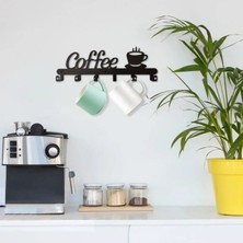 Hzm Collection Metal Dekoratif Metal Coffee Yazılı Mutfak Fincan ve Kupa Askılığı