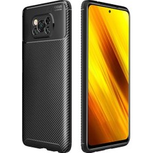 Kvy Xiaomi Poco X3 Pro Karbon Görünüm Negro Silikon Kılıf Ekran Koruyucu