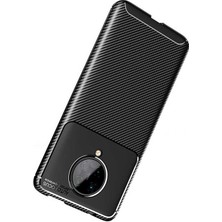 Kvy Xiaomi Redmi K30 Pro Karbon Görünüm Negro Silikon Kılıf Ekran Koruyucu