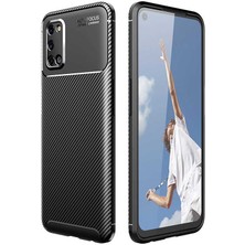 Kvy Oppo A52 Karbon Görünüm Negro Silikon Kılıf Kırılmaz Ekran Koruyucu