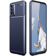 Kvy Oppo A52 Karbon Görünüm Negro Silikon Kılıf Ekran Koruyucu