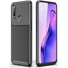 Kvy Oppo A31 Karbon Görünüm Negro Silikon Kılıf Ekran Koruyucu
