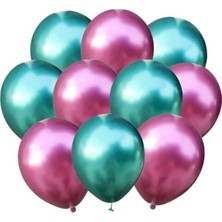Bal10 Dünyası Pembe-Yeşil Krom Balon 10 Adet
