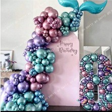 Bal10 Dünyası Krom Balon Balon Zincir Pembe Yeşil Mor 100 Adet