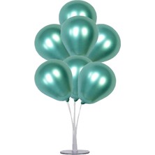 Bal10 Dünyası Balon Standı ve 7 Adet Yeşil Renk Krom Balon