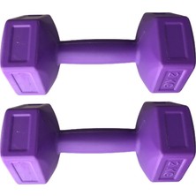 Body GYM 2 kg x 2 Adet Dambıl Vinyl Kaplı Dumbell Ağırlık - Mor