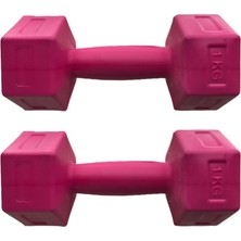 Body GYM 1 kg x 2 Adet Dambıl Vinyl Kaplı Dumbell Ağırlık-Pembe