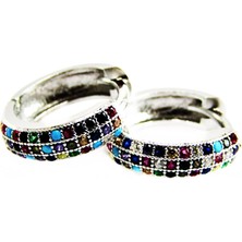 Lilah Gümüş Tr Gümüş Halka Mix Taşlı  Kadın Küpe