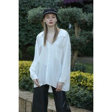 Comstarmoda Kadın Owersize Uzun Basic Gömlek