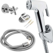 Hesaplı Hırdavat Spiralli Taharetmatik Set Hortum Mafsal Taharet Musluğu