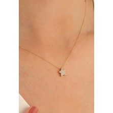 Milet Kuyumculuk 14 Ayar Sarı Altın Taşlı Yıldız Kolye