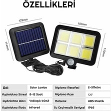 UniChrome 120 Cob LED Solar Panel Güneş Enerjili Dış Mekan 3 Mod Duvar Bahçe Lambası