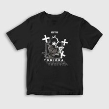 Presmono Unisex Çocuk Siyah Giyu Tomioka Anime Demon Slayer Kimetsu No Yaiba T-Shirt