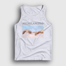Presmono Unisex Beyaz Creation of Adam Yaratılış Michelangelo Atlet