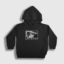 Presmono Unisex Çocuk Siyah Muzan Kibutsuji V2 Anime Demon Slayer Kimetsu No Yaiba Kapüşonlu Sweatshirt