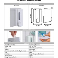 Şeker Portakalı Yayıncılık Vialli S2B Hazneli Sıvı Sabun Bulaşık Deterjan Şampuan Duş Jeli Dezenfektan Dispenseri 500 ml Siyah