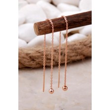 Sümer Telkari Top Rose Gümüş Zincir Küpe 5801