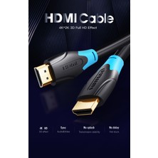 Vention 4K@60Hz 3D Destekli HDMI Kablo Görüntü Aktarım Kablosu Siyah 1.5 Metre Aacbg