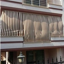 Perhal Kahve Krem Çizgili 150 x 200 cm Balkon Perdesi, Balkon Çadır Brandası, Balkon Güneşlik