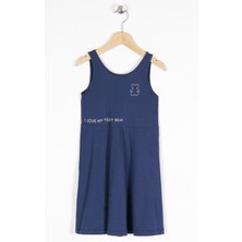 Zepkids Kız Çocuk Regular Fit Tedy Baskılı Kolsuz Elbise