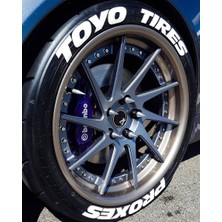 Kom Toyo Tires Proxes Beyaz Kalıcı Lastik Yazısı Toyo Tires Proxes Sticker 8 Kit Büyük Boy