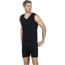 Jiber Erkek Siyah Pamuklu V Yaka Atlet 115