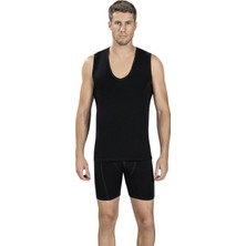 Jiber Erkek Siyah Pamuklu Likralı V Yaka Atlet 117