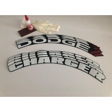 Kom Dodge Charger Beyaz Kalıcı Lastik Yazısı Dodge Charger Sticker 8 Kit